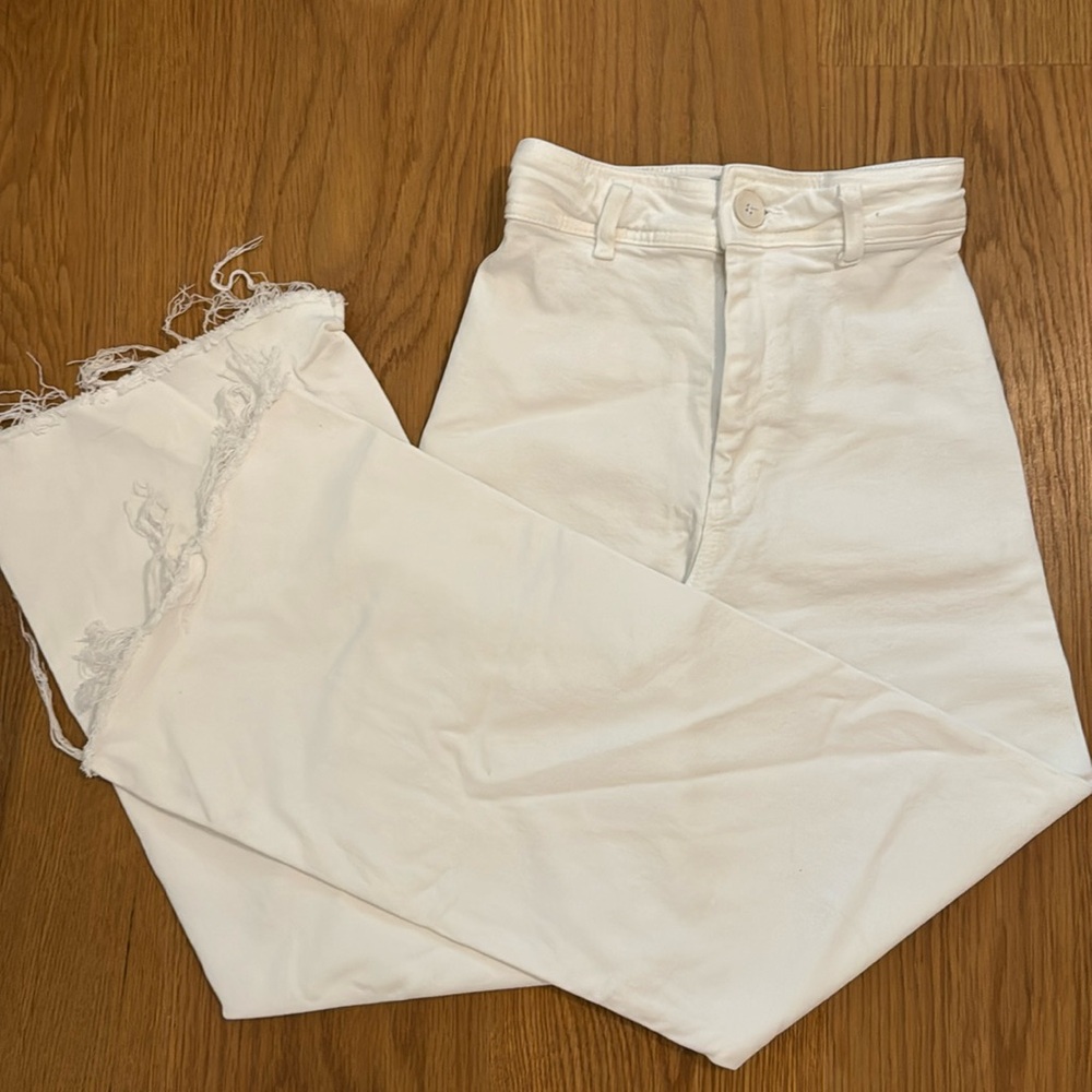 Zara “ZW COLLECTION HIGH WAIST MARINE STRAIGHT JEANS” in white size 0